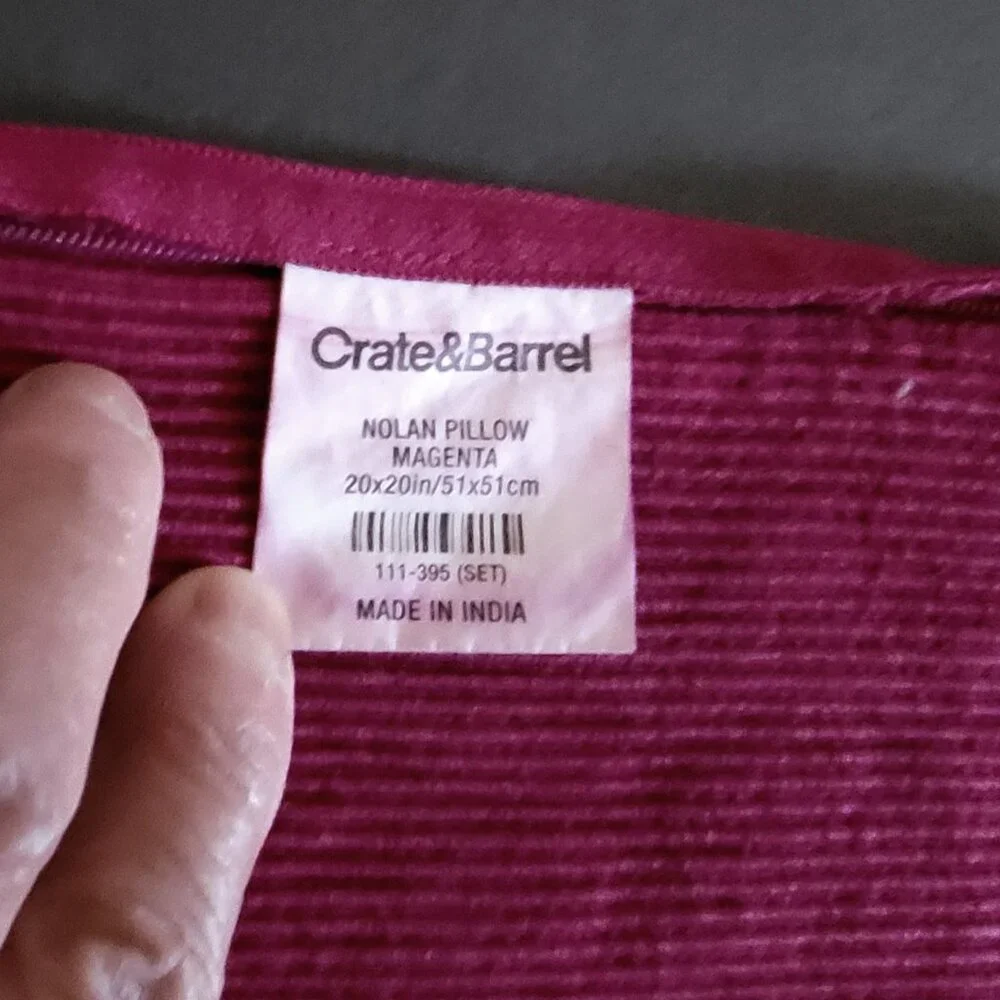 Crate & Barrel Magenta Textured Pillow Cover, 20 x 20